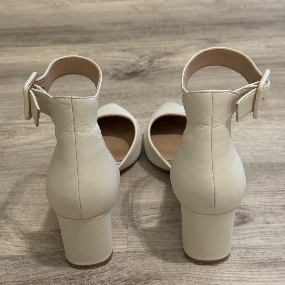 Kurt Geiger London Burlington Leather In Bone Block Heel Shoes 38.5 WORN ONCE - Picture 5 of 12
